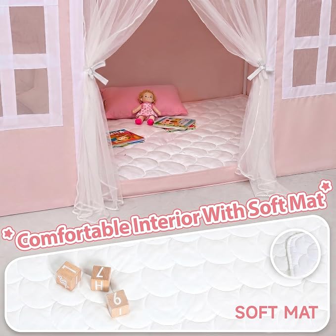 Kids Play Tent Indoor: with Mat, Tassel Garland - Image 5