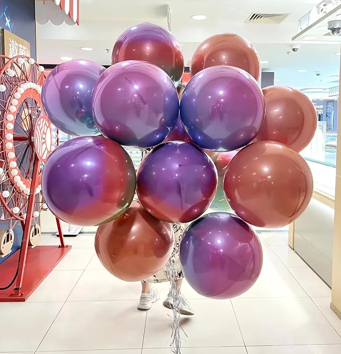 22 Inch Metallic Orange Mylar Balloons, Large Giant Round 4D Foil Balloons - Image 3