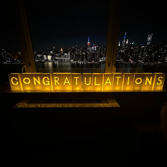 WYMM Congratulations Light Up Letters, Tea Lights & 2000 Rose Petals | luminary by Wymm_SayYes
