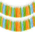 Green Orange and Blue Tassel Garland Banner, 30 Pack Paper Tassels Streamers by SIPRKAICT