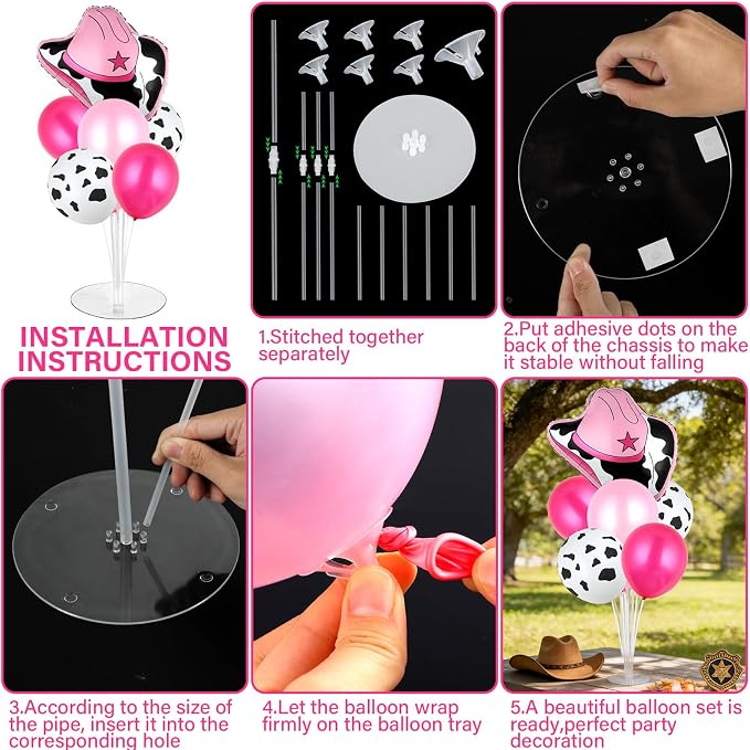 Cowgirl Party Balloons Stand Kit 2 Sets - Image 3