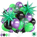 Purple and Green Balloons, 12 Inch Metallic Purple Black Green and Confentti by FEYG
