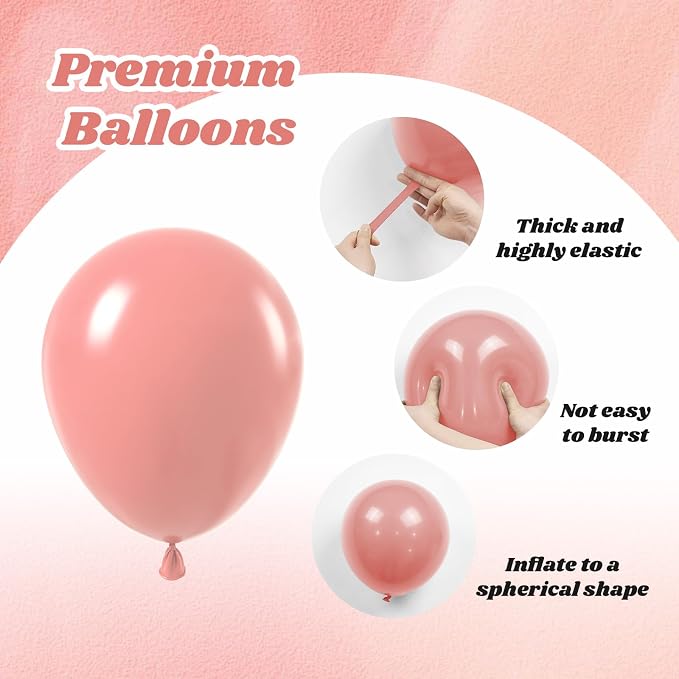 60pcs Dusty Pink Balloons, Blush Pink Dusty Rose Nude Ivory White Metallic Rose - Image 3