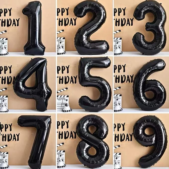 Jonhamwelbor 40 Number Balloons Black Giant Jumbo Big Large 40 Foil Mylar - Image 4