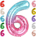 6 Balloon Numbers Birthday Decorations, 40In Pink Purple Blue Balloons | by Mluchee