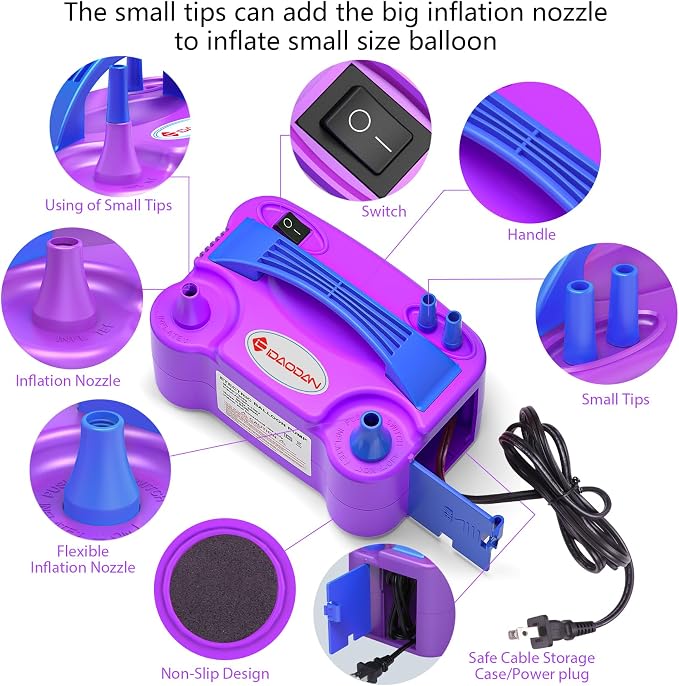 IDAODAN Electric Balloon Pump – Portable Balloon Air Pump Electric Inflator - Image 2
