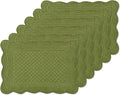 6 PC Quilted Placemats, 100% Cotton Fabric Washable Cloth Table Mats by MINUPWELLHome