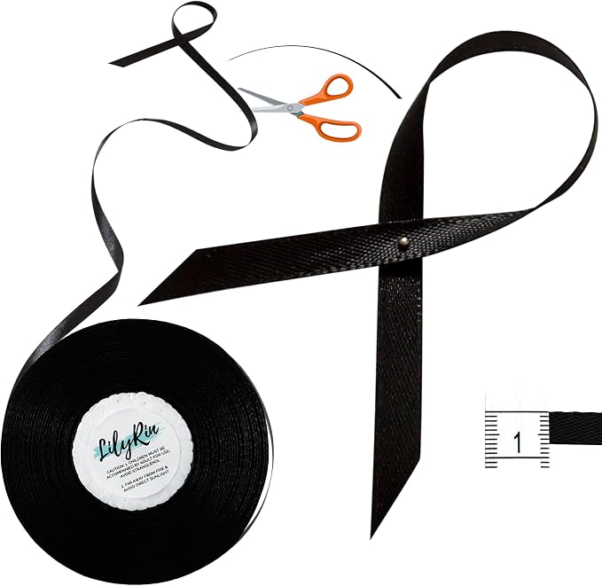 Black Ribbon 1/4 Inches 36 Yards Satin Roll Perfect - Image 4