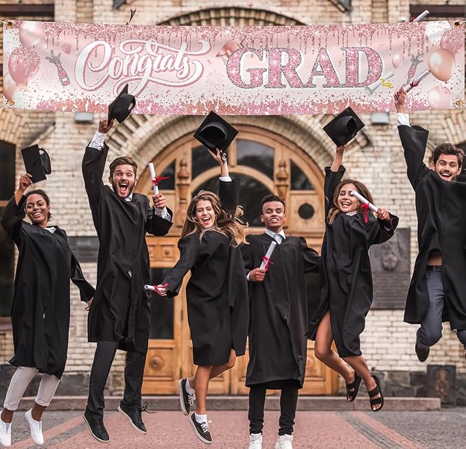 Pink Graduation Party Decorations Class of 2026 Banner Congrats Grad Rose Gold - Image 6