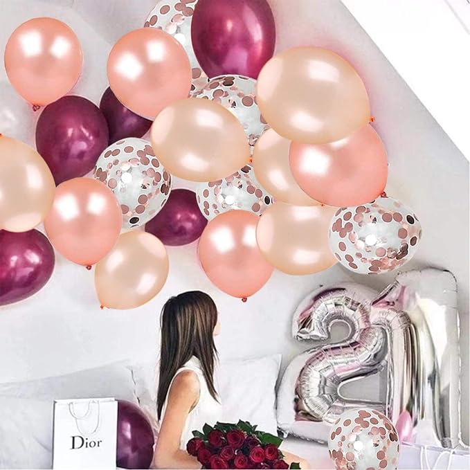 Rose Gold Balloons Burgundy Balloons Kit, 12 Inch - Image 5