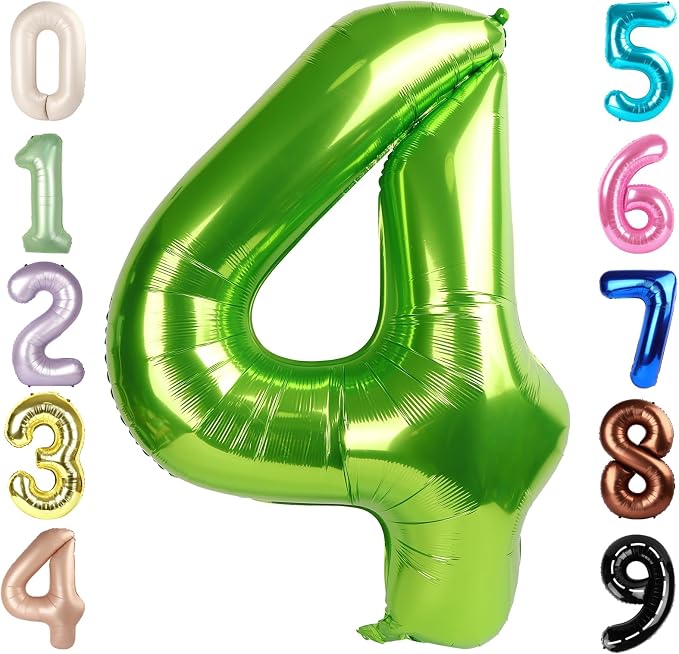 4 Balloon Numbers, 40In Green Balloons by Mluchee