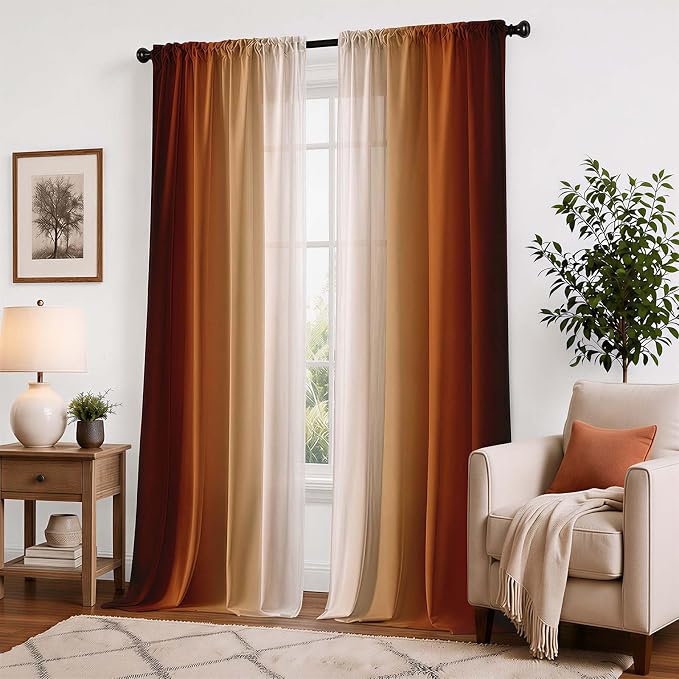 Burnt Orange Curtains 84 Inch Length - Image 3