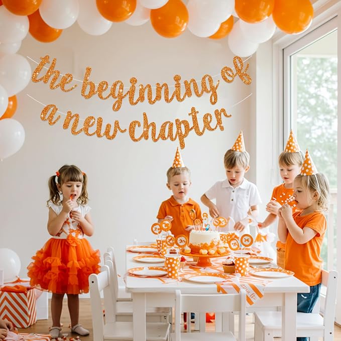 BEISHIDA Orange Pre-Strung Glitter The Beginning of A New Chapter Banner | - Image 6