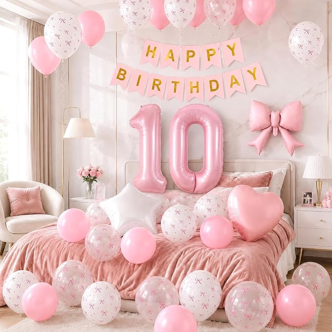 10th Pink Bow Party Decorations - Image 4