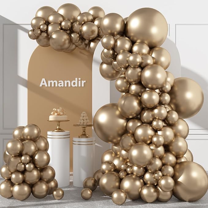 Amandir 153pcs Metallic Gold Balloons Arch Garland Kit Different Sizes | 18 12 by Amandir