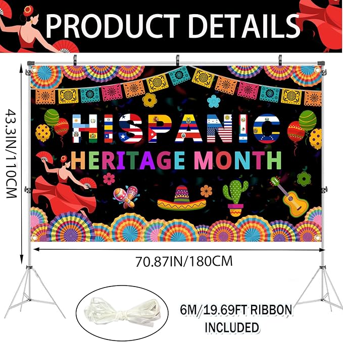 Hispanic Heritage Month Banner 6x4ft - Image 2