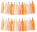 Peach Pink & Orange Tassel Garland Banner – 40 PCS Paper Tassels by BESTOFUN