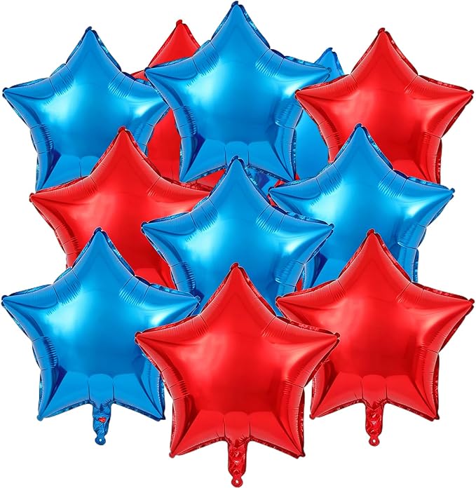 Red Blue Star Balloons 18 Inch by VHUWE