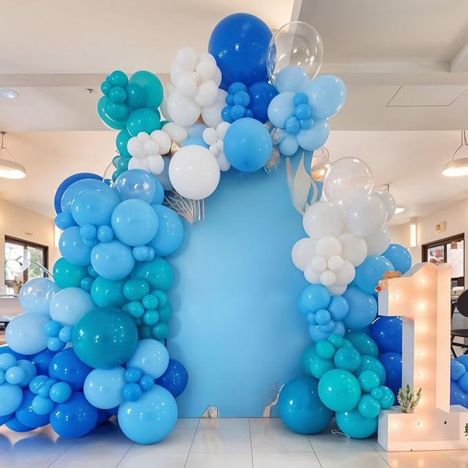 Ocean Balloons, 12 Inch Dark Light Blue Teal Clear Pearl Transparent Metallic - Image 4