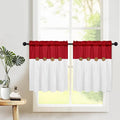 Farmhouse Kitchen Curtains 24 Inch Length, Rustic Cotton Linen Tier Curtain by FRAMICS