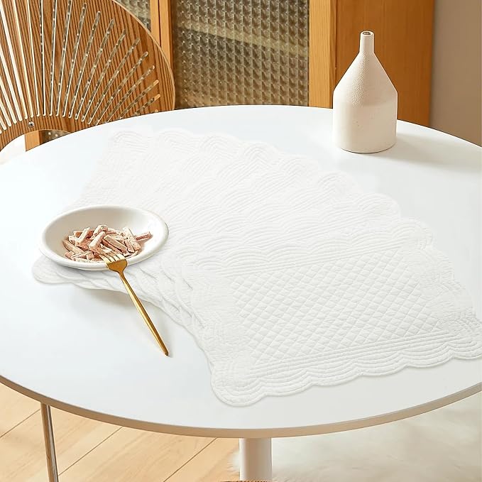 HOMBYS Quilted Placemats Set of 6 Washable-13x18 inches Rectangular Placemats - Image 8