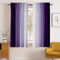 Purple Curtains 63 Inch Length for Living Room 2 Panel Set Purple and Grey by XFLINGBAO