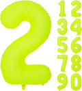 40 IN Fluorescent Yellow Number 2 Balloon Neon Yellow 2 Foil Balloon | by YOIOZAIZAI