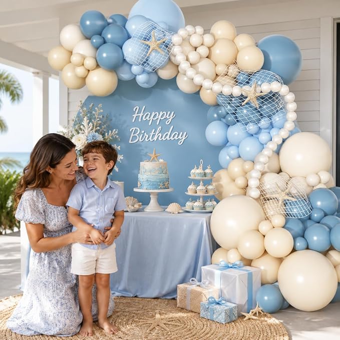 174PCS Blue and White Balloon Arch Kit, Ocean Theme Balloon Garland Kit - Image 6