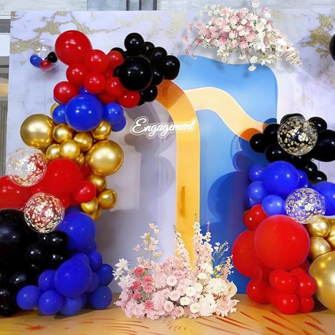 Red Black Blue Gold Balloons Garland Arch Kit - Image 5