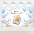 Blue Bear Baby Shower Backdrop 6x3.6 ft We Can Bearly Wait Banner by Lecheme