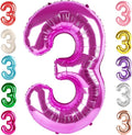 3 Balloon Numbers Birthday Decorations, 40In Rose Purple Balloons by Mluchee