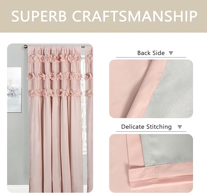 Room Darkening & Soundproof Window Curtain 52"Wx96"L | Luxurious Peach Pink - Image 7