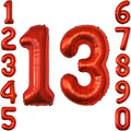 Red Number 13 Balloon 40 Inch, Foil Numeral by Unknown