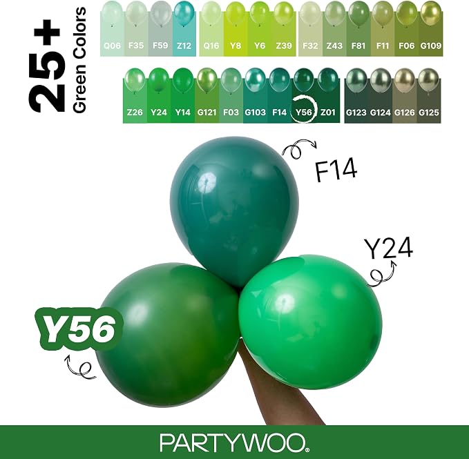 PartyWoo Dark Green Balloons 123pcs Emerald Hunter Forest Green Color | - Image 4
