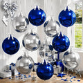 9 Pcs Blue Silver Round Foil Balloons Dark Navy Blue Metallic Silver Chrome 4D by Froova