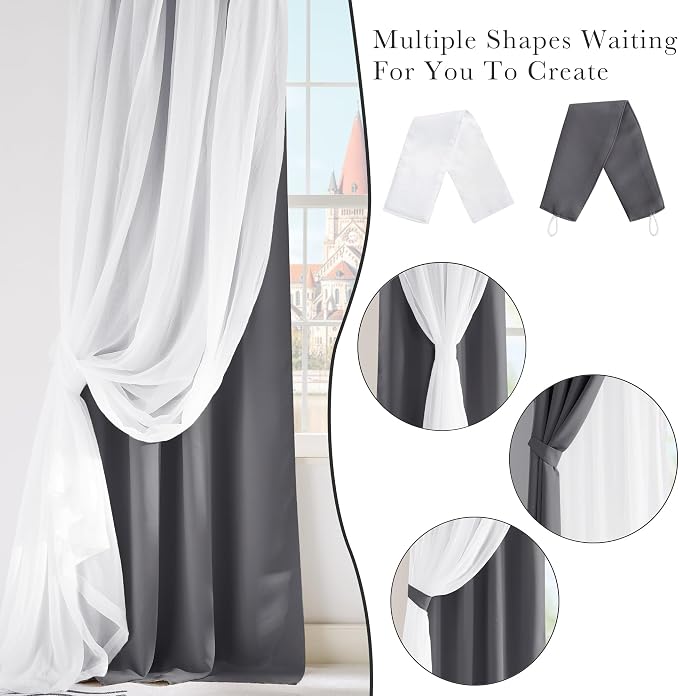PONY DANCE Blackout Curtains for Bedroom, 52 x 63 in, 2 Panels | Sheer Drapes - Image 9