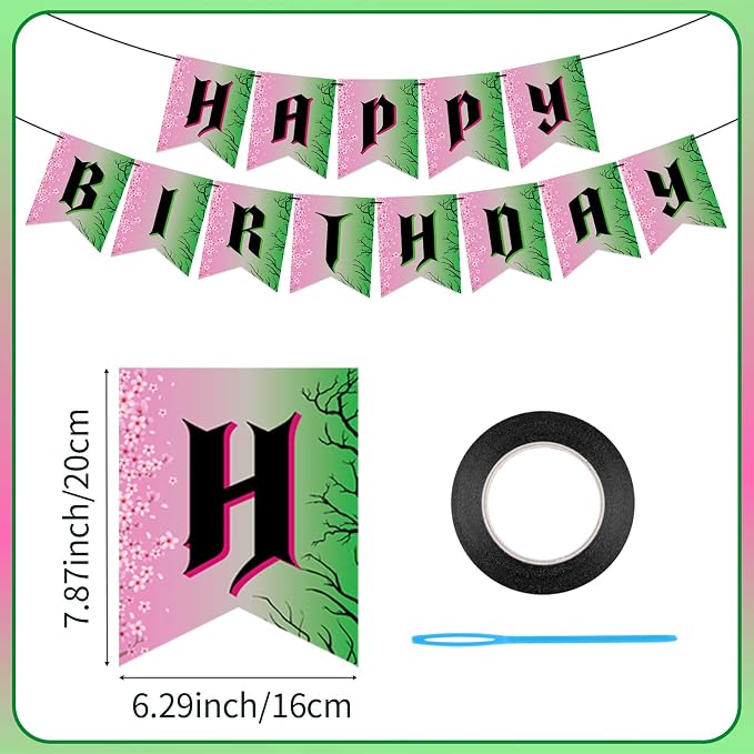 Witch Theme Birthday Party Decorations Happy Birthday Banner Garland Pink and - Image 2
