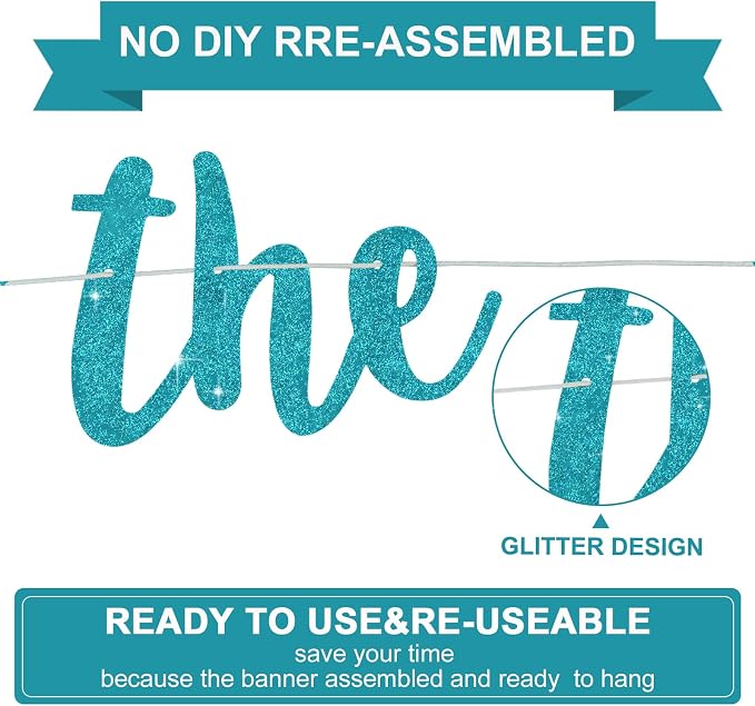 BEISHIDA Lake Blue Pre-Strung Glitter The Beginning of A New Chapter Banner | - Image 2