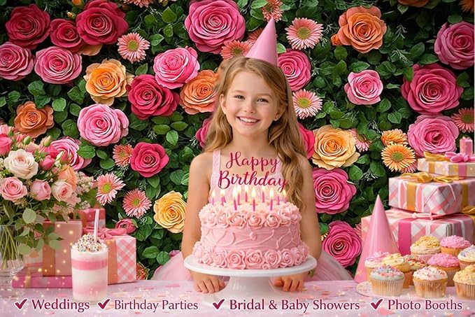 7X5ft Floral Backdrop for Photography Valentine's Day Backdrop Wedding - Image 5