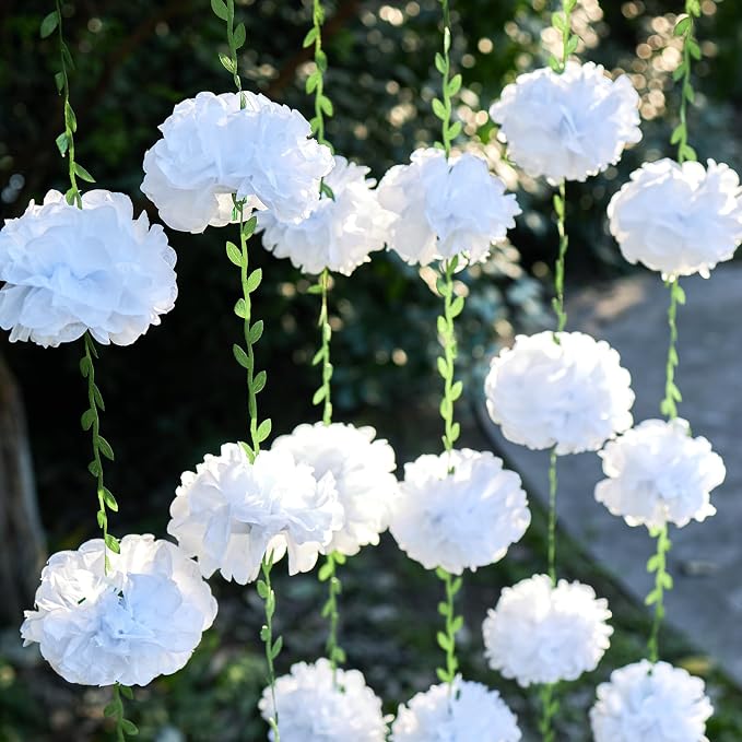 White Tissue Paper Pom Pom Garlands, Paper Flowers by Homarakble