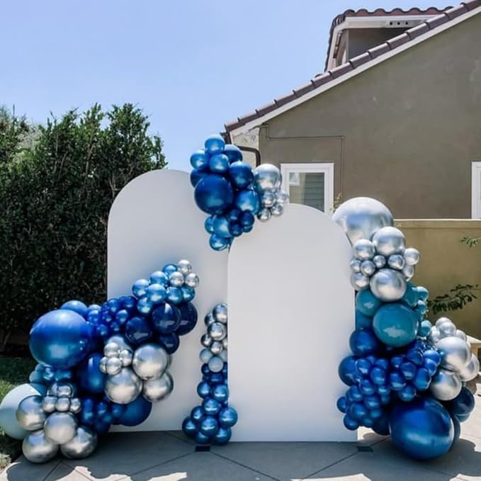 Blue Silver Balloons, 12 Inch Metallic Blue Pearl Blue Silver and Silver Star - Image 5