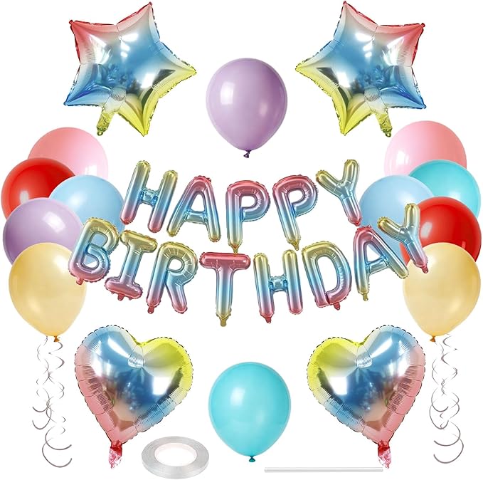 27 Pcs Iridescent Birthday Decorations, 3D Letters Iridescent Happy Birthday by WEIKA