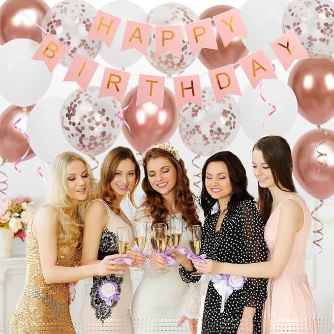 Happy Birthday Banner, Rose Gold Birthday Decoration - Image 4