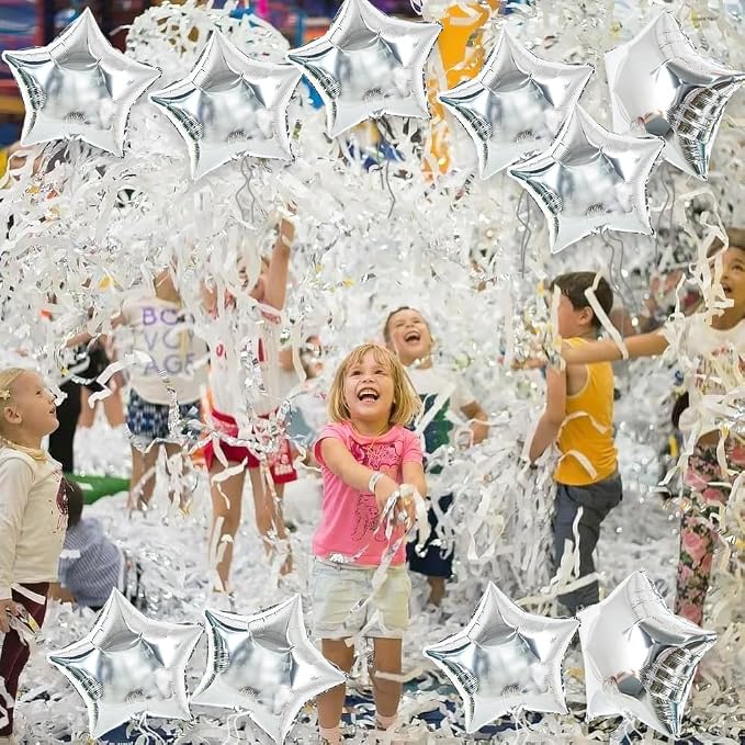 TONIFUL 30 Pcs Star Shaped Balloons 18 Inch Large Silver Foil Balloons | Big - Image 3