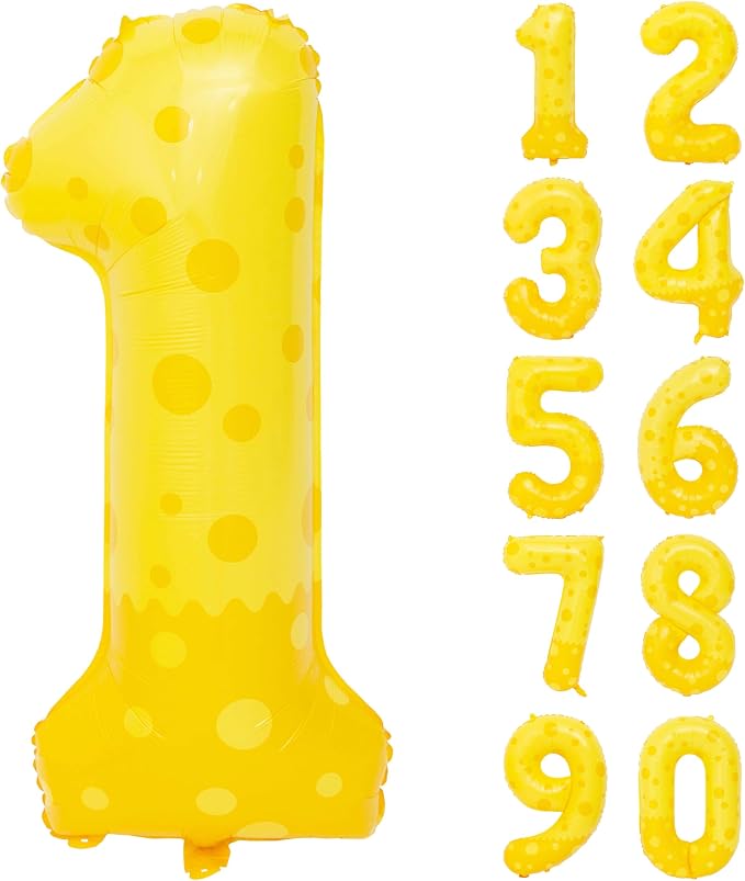 40in Yellow Polka Dot Number 1 Helium Foil Polyester Film Balloon Digital 1 | by Exquisitehighqualitypartydecorationstomeetyoureveryneed%EF%BC%81