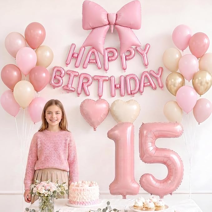 Dusty Pink Number 15 Balloon, 15th Birthday Decorations - Image 7