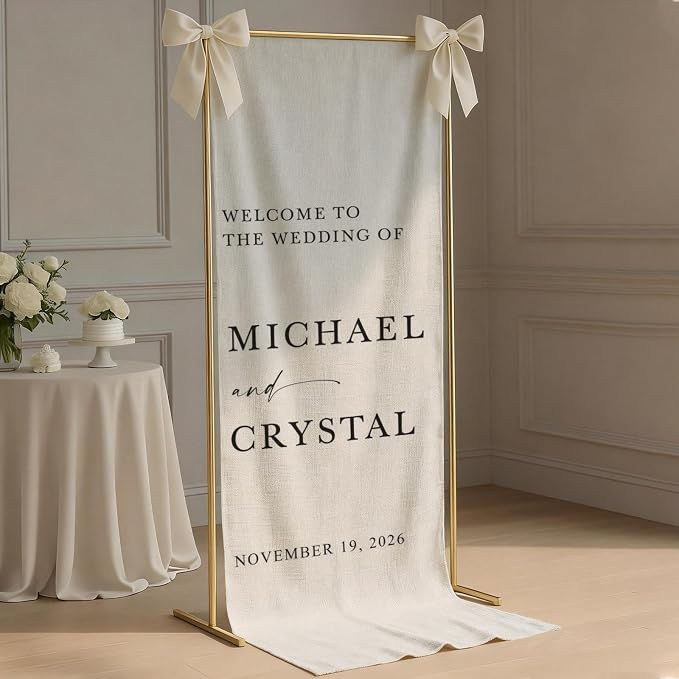 Custom Fabric Wedding Welcome Sign, Personalized Soft Cotton Linen Wedding Sign - Image 3