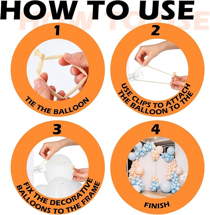 Hushee 8 Pack Large Balloon Arch Clips 3.7 Inch Heavy Duty Clip and 50 Pcs - Image 3