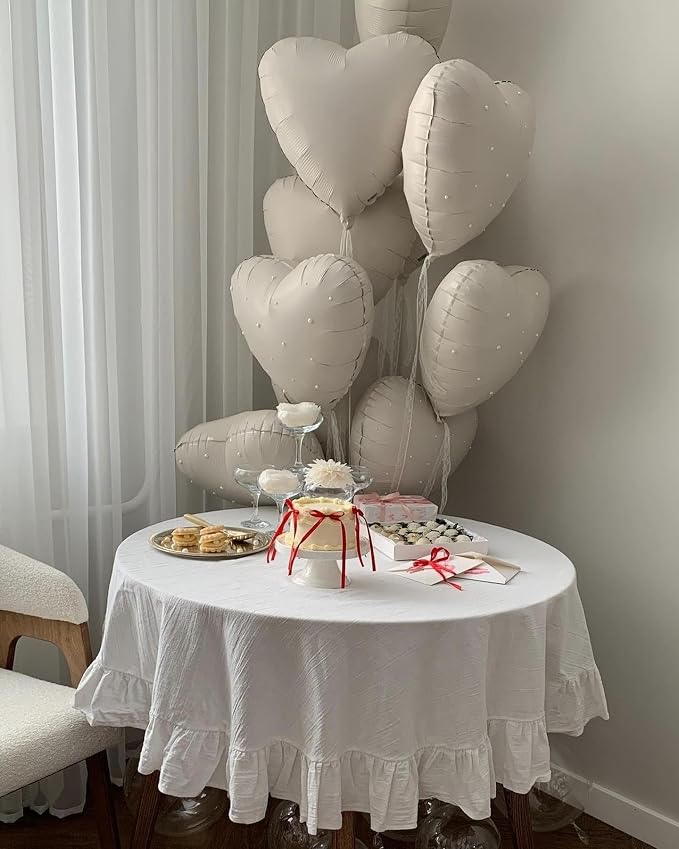 White Heart Balloons, 18Inch Beige Helium Polyester Film Balloon - Image 6