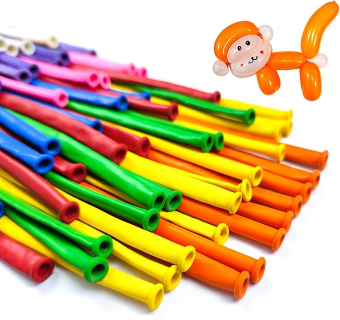 Orange 260 Long Skinny Twisting Animal Balloons, Rainbow Balloons - Image 6
